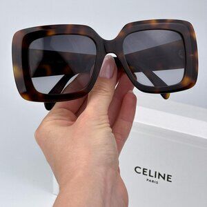 Celine 3 DOTS  CL40263I 53B Women BRAND NEW Sunglasses Havana Gradient Smoke